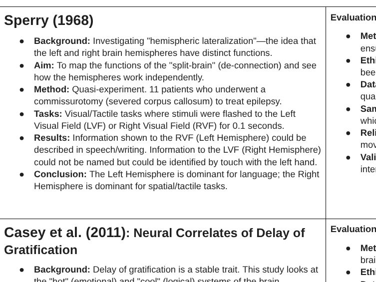 OCR A Level Psychology Studies Flash cards