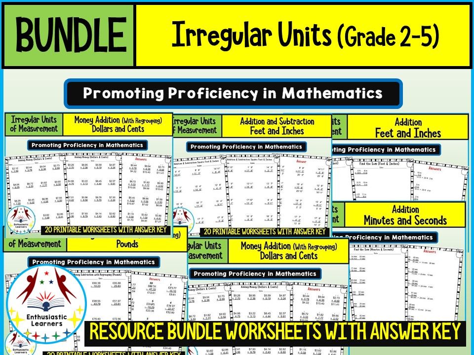 IRREGULAR UNITS AND MONEY Worksheets Product or Resource BUNDLE for GRADE for Grades 2–5