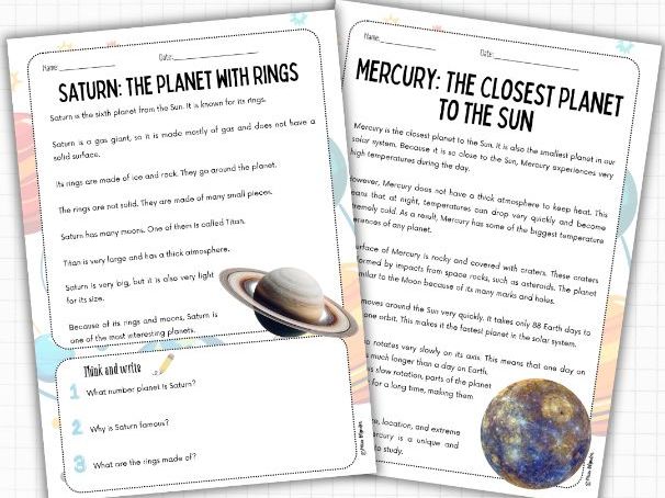 Planets Reading Comprehension (Nonfiction, 2 Levels) | Solar System ESL KS2