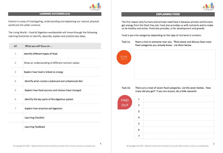 FOOD & DIGESTION - science workbooklet