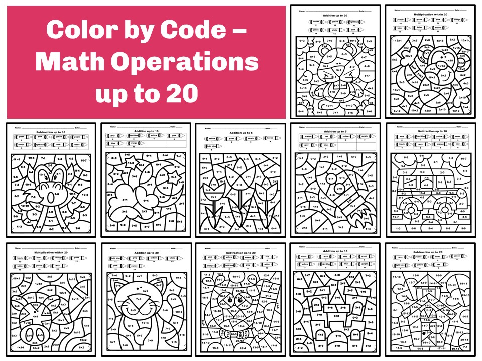 Color by Code – Math Operations up to 20