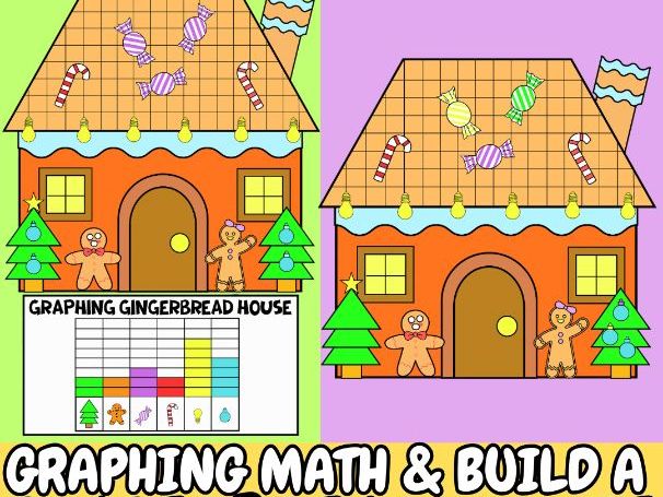 Build-a-Gingerbread House & Graphing Math Crafts Christmas Winter STEM Activity!