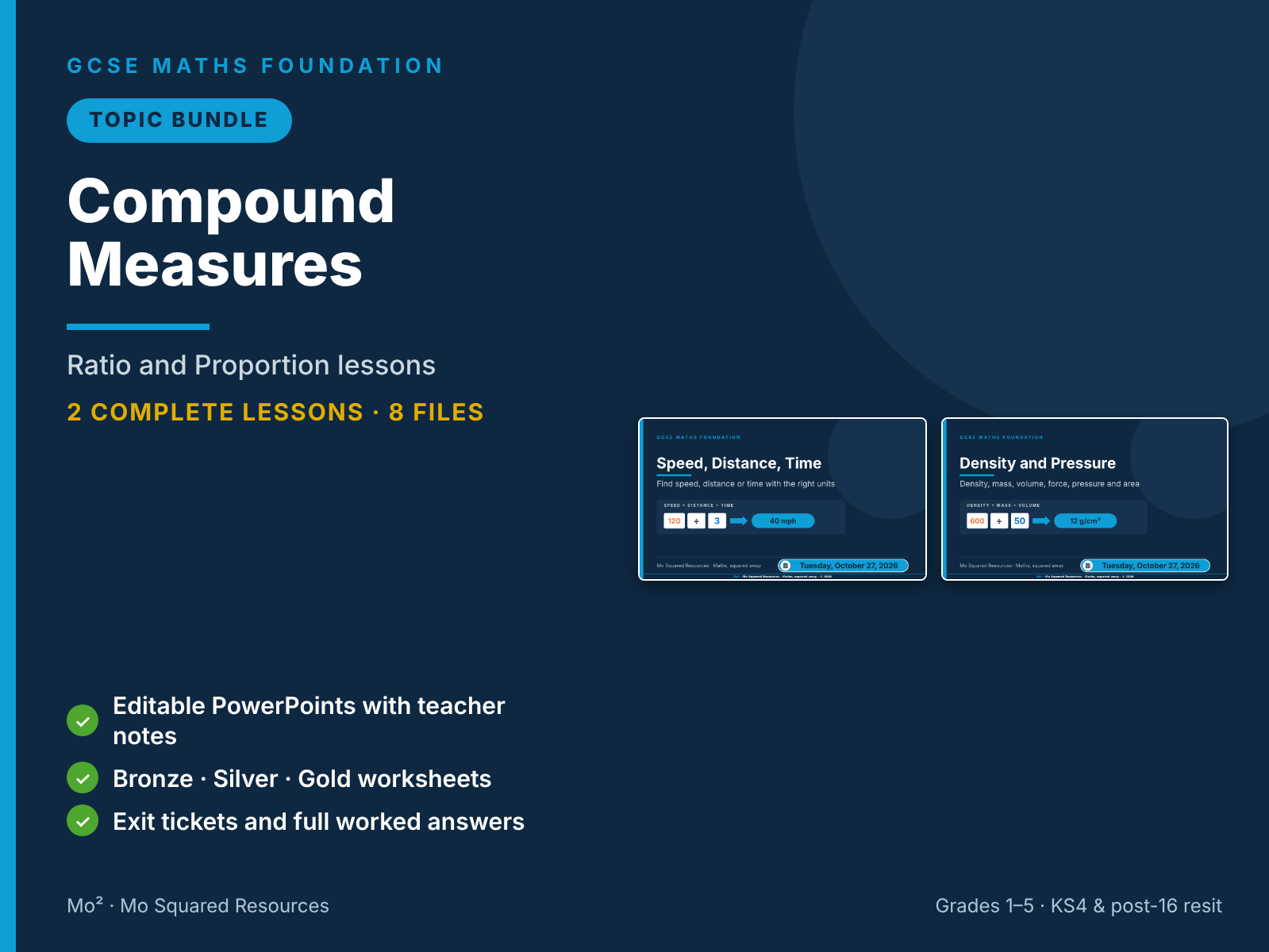 Compound Measures – 2 GCSE Maths Foundation Lessons (Topic Bundle) with Worksheets & Answers
