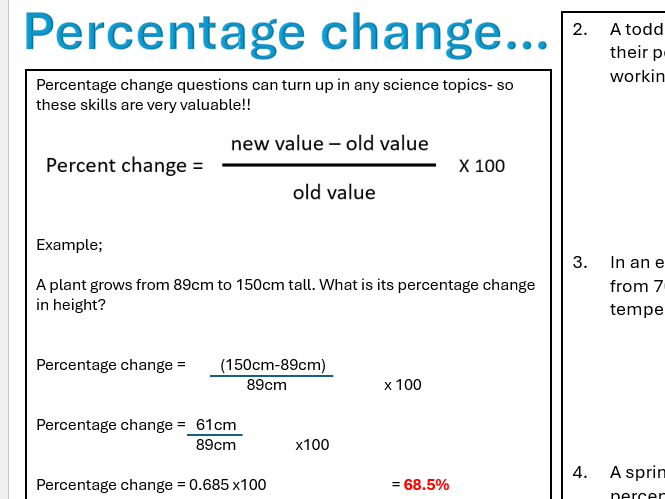Percentage change