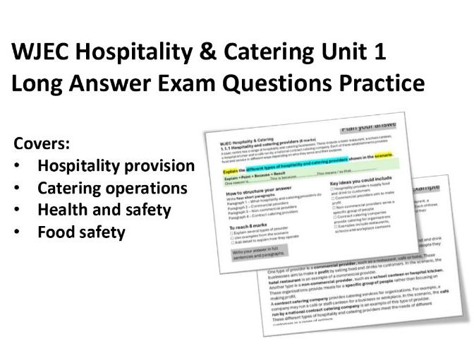 WJEC Hospitality & Catering Unit 1 - 8 Mark Question Revision
