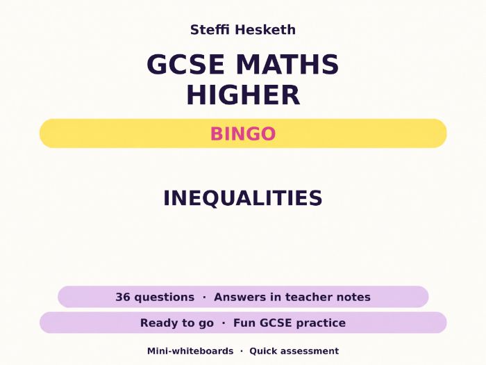 Inequalities GCSE Maths Higher Bingo