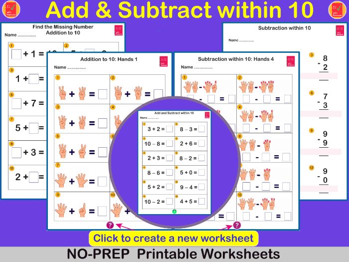 Add and Subtract within 10