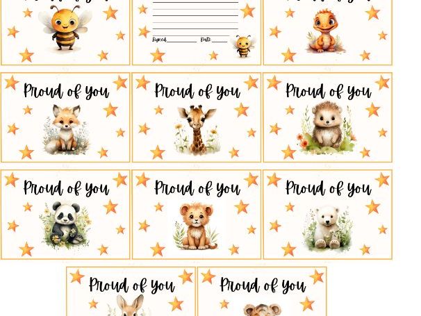 Proud of You Cards Different Animals