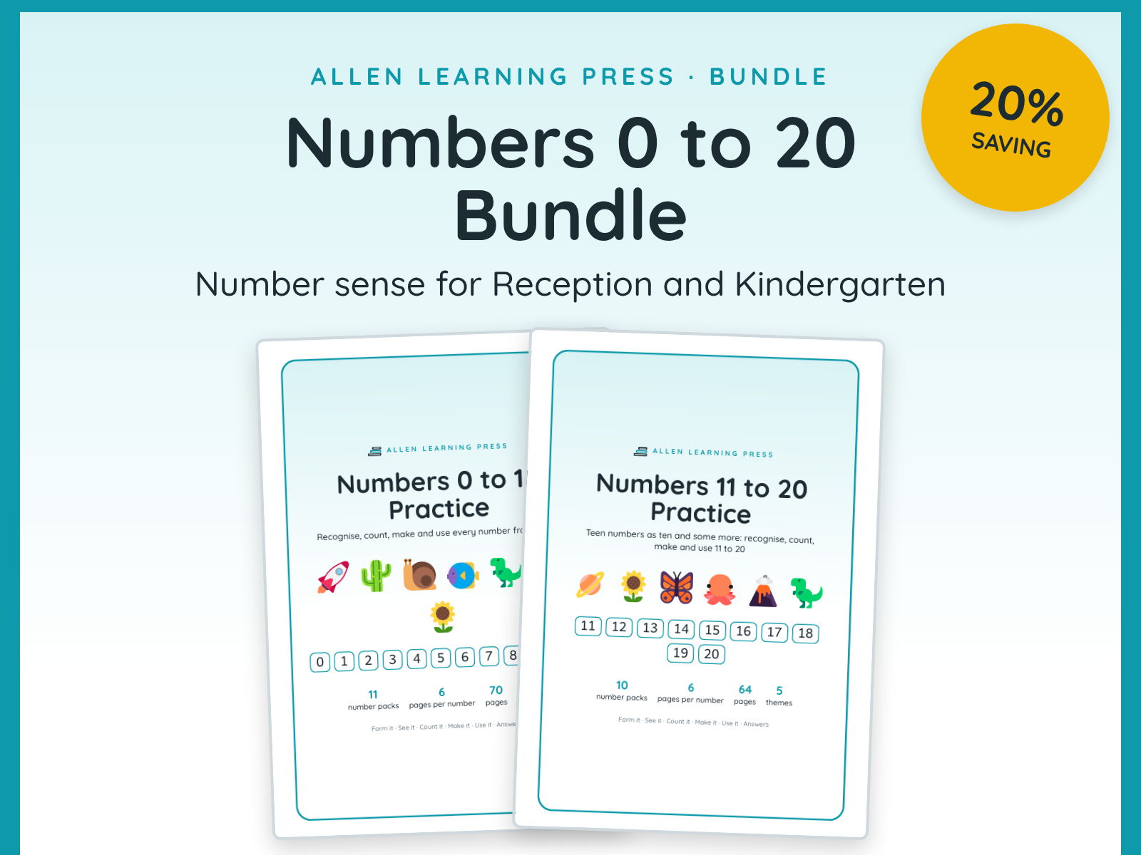 Numbers 0 to 20 Worksheets Bundle | Number Sense | Subitising, Teen Numbers