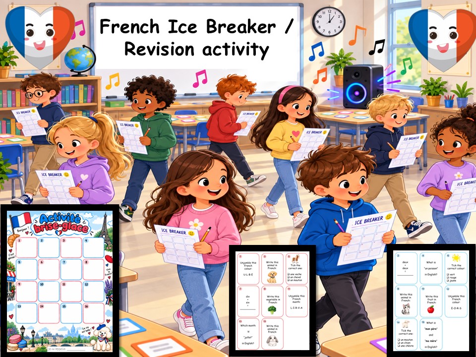 French Ice Breaker Revision Activity | Activité Brise-Glace français | Musical chairs