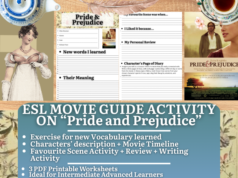 ESL Movie Guide Worksheets on "Pride and Prejudice" - Jane Austen