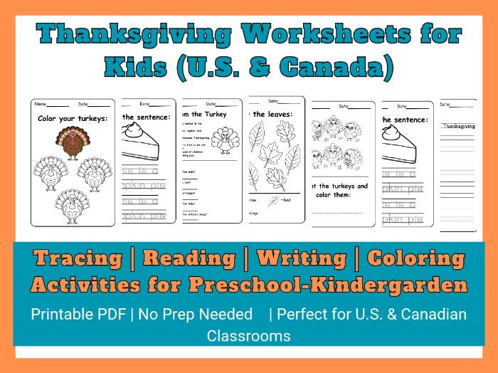 Thanksgiving Worksheet | Preschool & Kindergarten (U.S. & Canada)