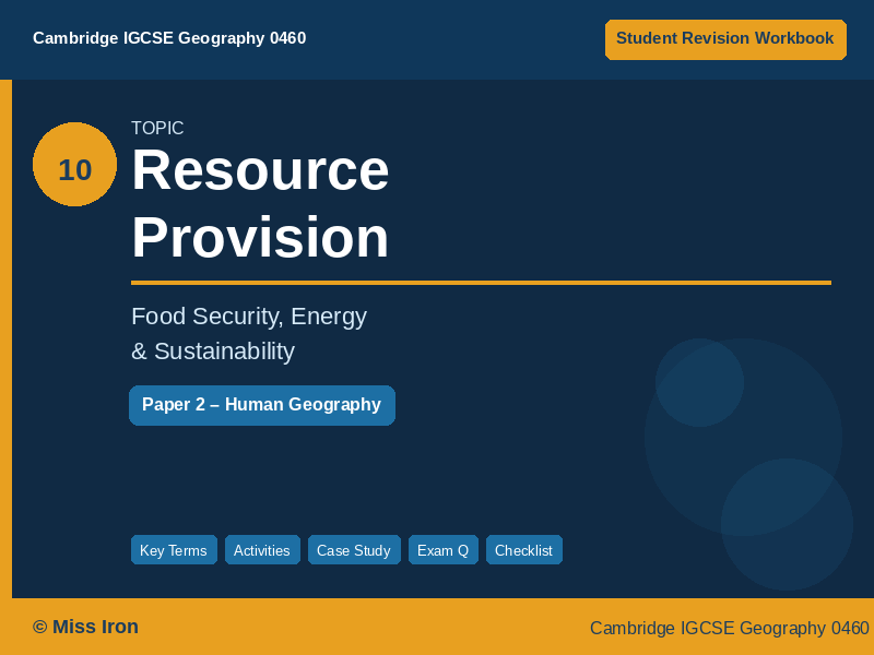Cambridge IGCSE Geography 0460 | Resource Provision | PPT & Workbook | New Spec 2027