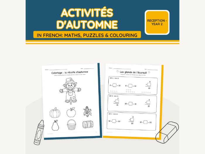 French Autumn Activity Pack: Puzzles & Maths