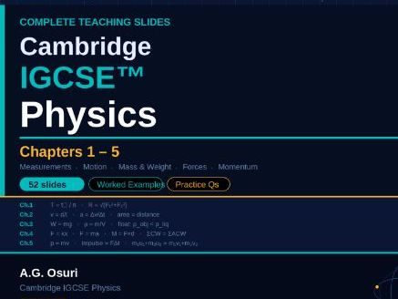 Cambridge IGCSE Physics - Chapters 1–5 Complete Teaching Slides
