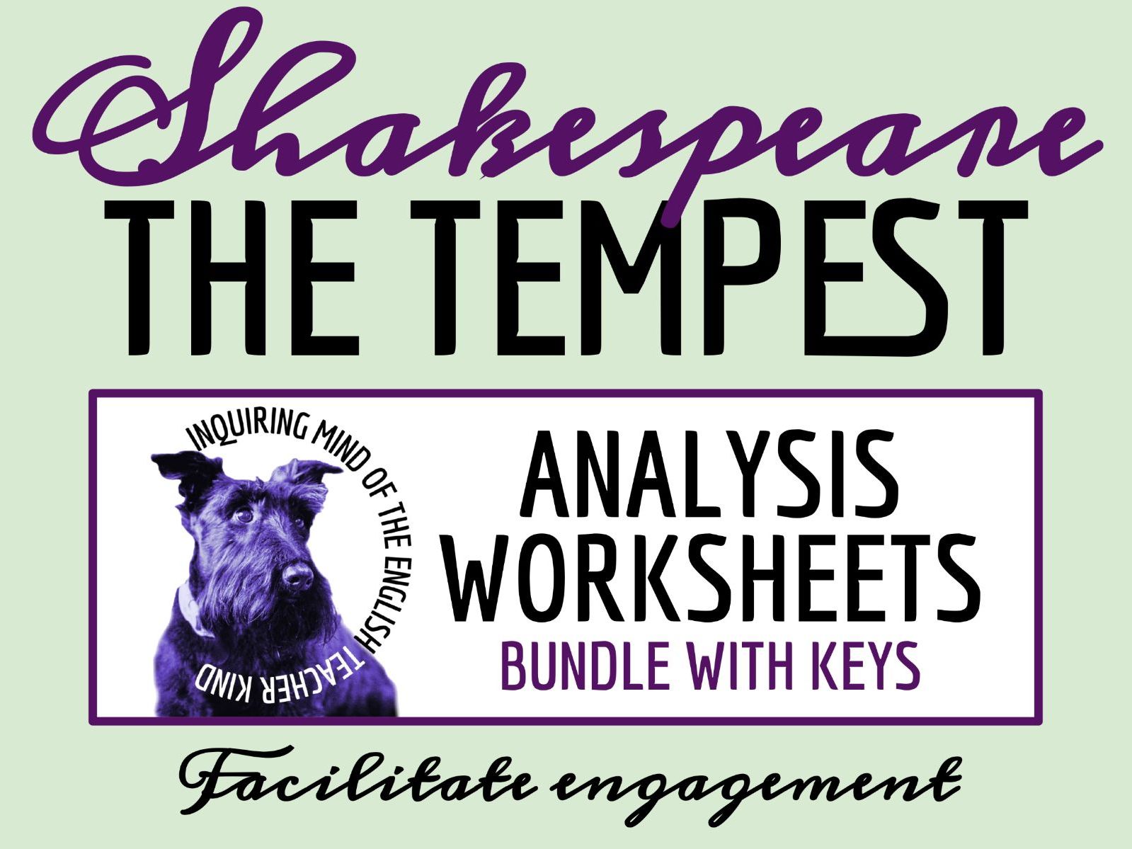 Shakespeare's The Tempest Close Reading Analysis Worksheets and Answer Keys