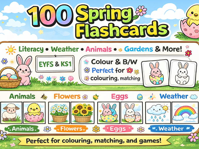 100 Spring Flashcards EYFS and KS1
