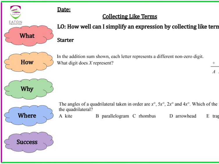 Simplifying Expressions (Collecting Like Terms)