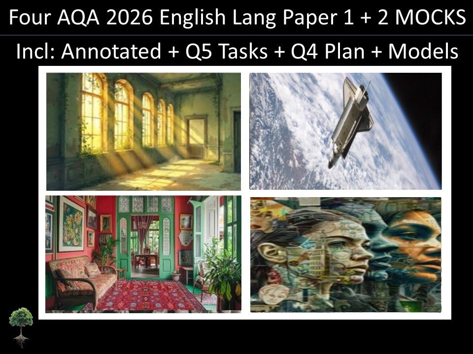 Four AQA 2026 English Language Paper  1 & 2 |  Annotated, Q5 Tasks , Q4 Plan, Models