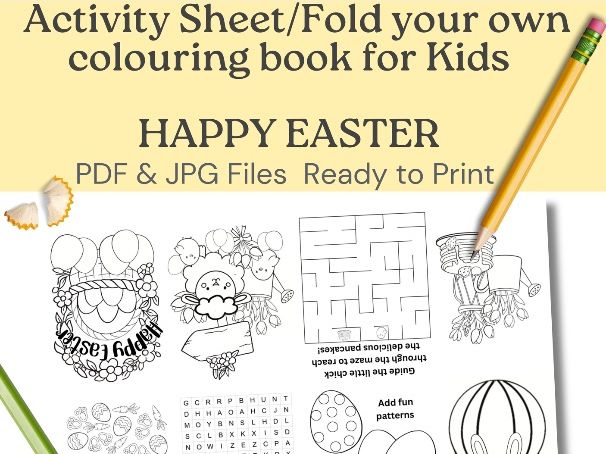 Printable Easter Mini Activity Book – Foldable Activity Sheet (Ages 5–11)