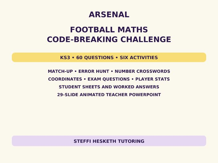 Arsenal Football Maths Code-Breaking Challenge – KS3