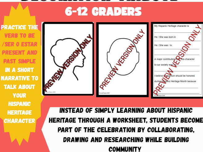 Hispanic Heritage Month Door Decor Posters bulletin board ESL - SPANISH
