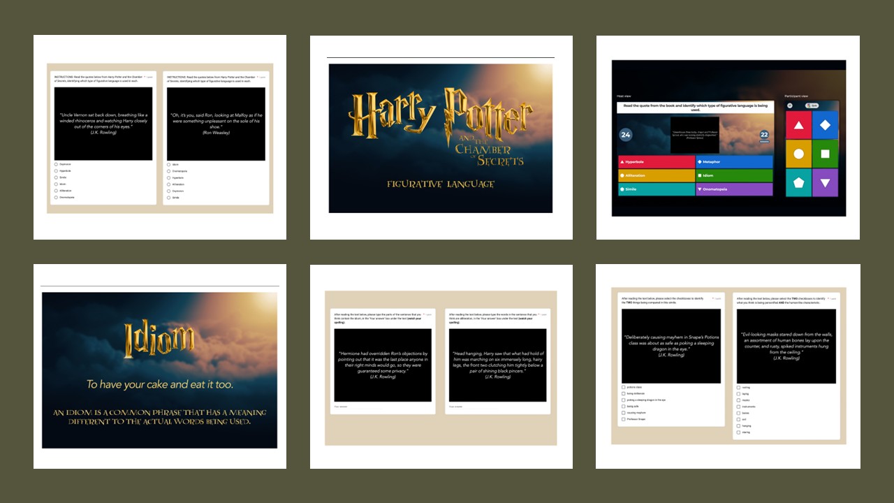 Figurative Language Quiz for Harry Potter & the Chamber of Secrets ...
