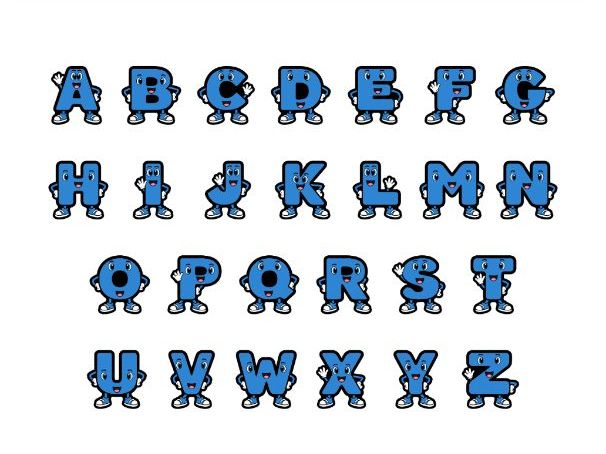 Blue Signature Character Display Lettering - Uppercase A–Z