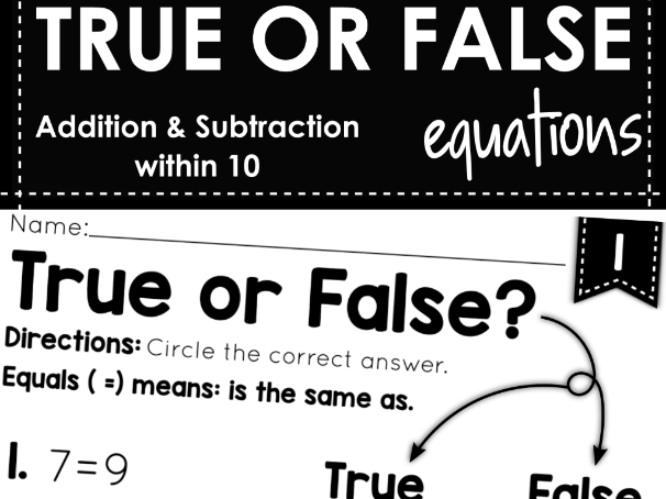 True or False Equations Worksheets | Balancing Equations | Year 1 & 2 Maths