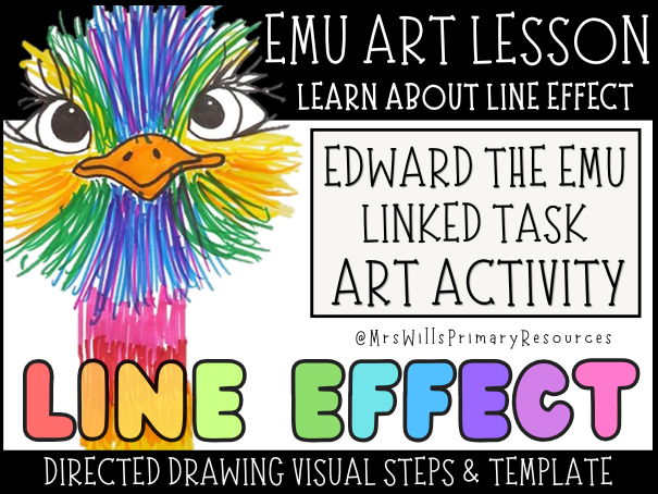 Emu Art Full Lesson | Line Effect, Directed Drawing & Templates