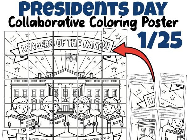 Presidents Day Collaborative Coloring Poster | Leaders of the Nation