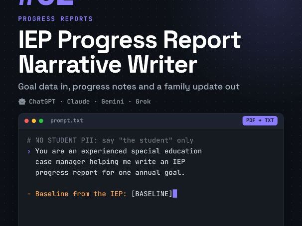 IEP Progress Report Narrative Writer AI Prompt