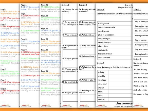 Stig of the Dump Chapter One Whole Class Reading Comprehension