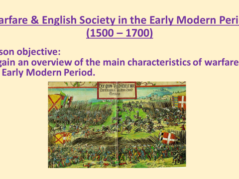 Warfare & British Society 1500 - 1700  worksheet & starter activity.