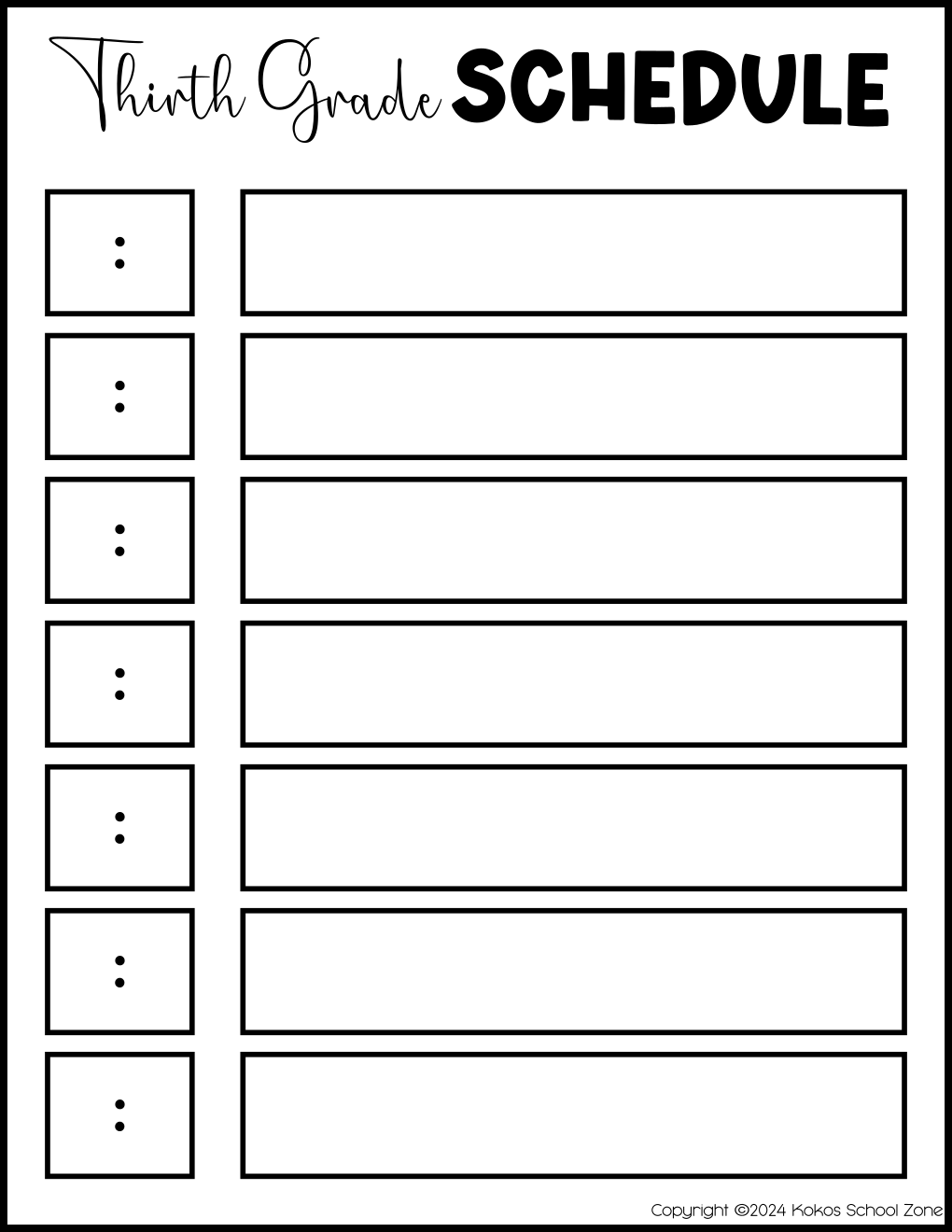 Blank Daily Schedule Template - Printable - | Teaching Resources
