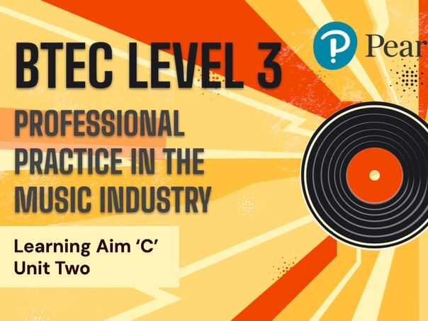 BTEC L3 Music Performance - FULL SOW for Unit 2 (Professional Practice) - Learning Aim 'C'