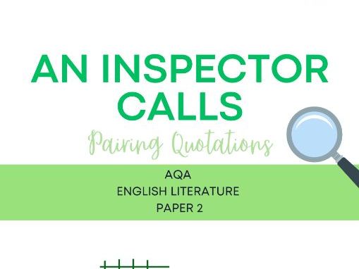 AQA An Inspector Pairing Quotations Booklets
