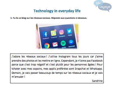 Key Stage 3 French - Technology - GCSE-style activities (2018)