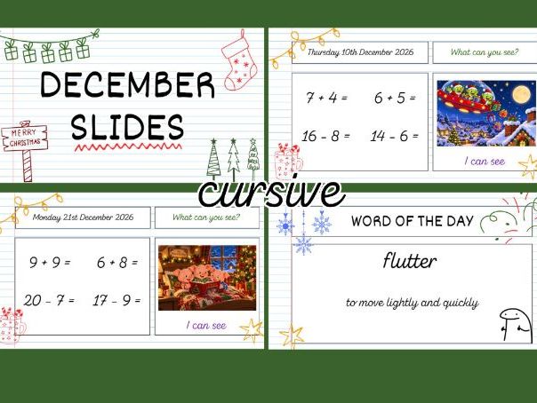 Year 1 morning work Powerpoint- December- Cursive