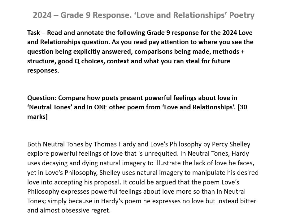 FULL MARK ESSAY Neutral Tones + Loves Philopsophy