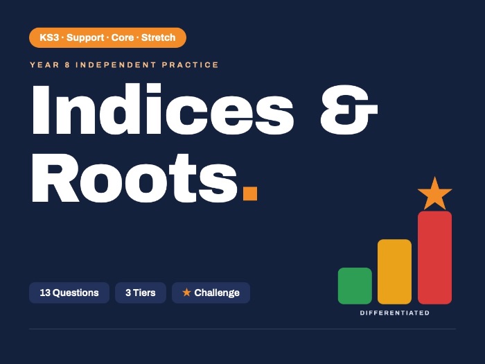 Year 8 Maths | Indices and Roots | Practice Worksheet