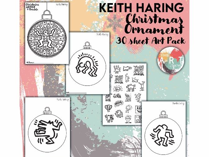 Keith Haring Christmas XMAS 'BAUBLE' Art Pack – Printable Worksheets