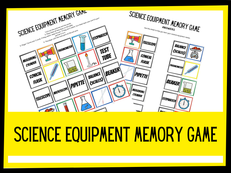 Science equipment memory game KS1 KS2 Primary science Teaching