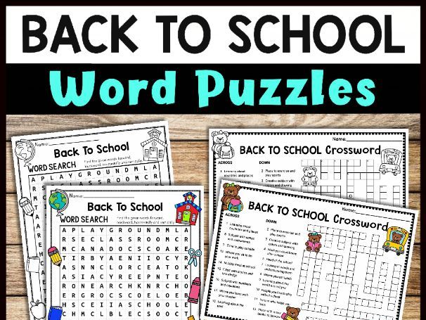 Back to School Word Search | Back to School Crossword | First Day Word Search