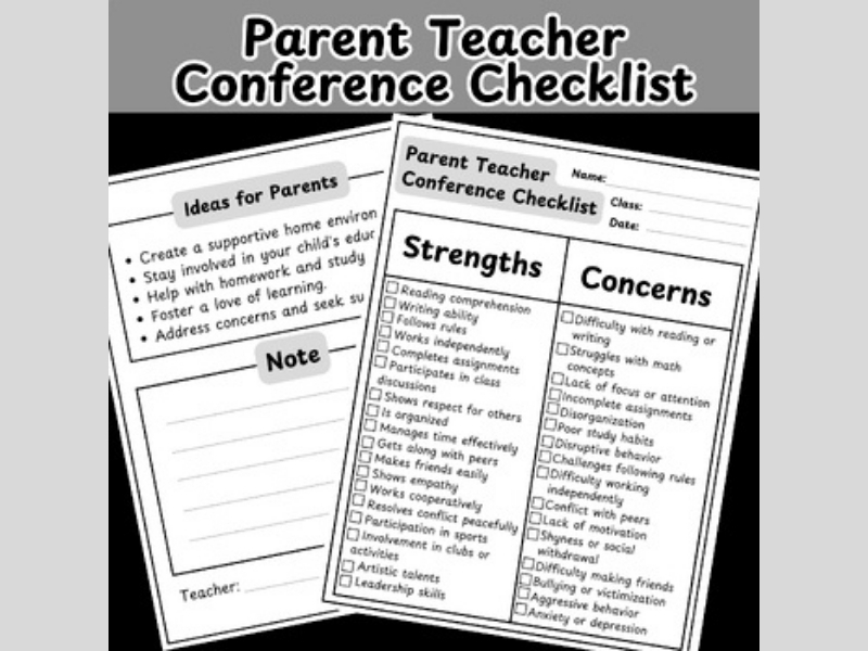 Parent Teacher Conferences Checklist - Back to School