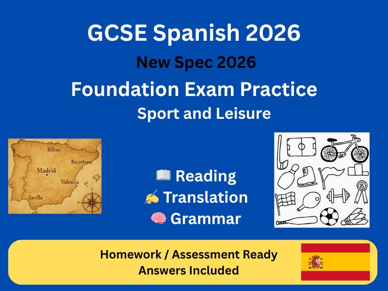 GCSE Spanish Foundation AQA 2026 | Sport & Leisure | Reading Translation Grammar