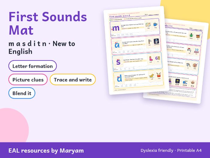 Read, Match and Write Set 1 (m a s d t i n): Phonics Worksheets for Year 1 and EAL