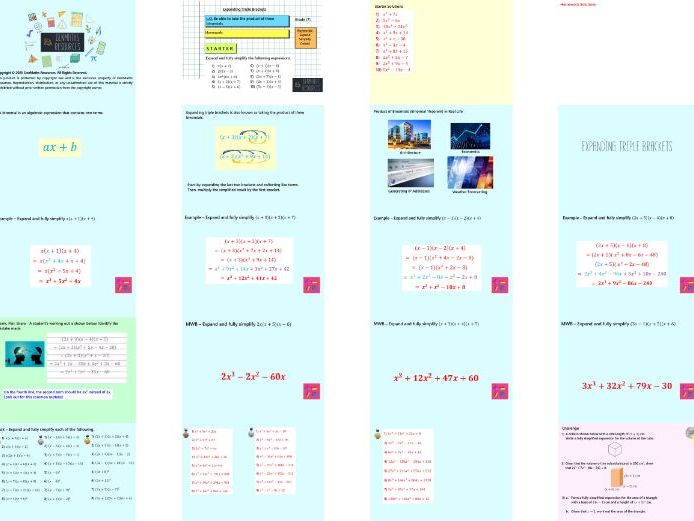 Expanding Triple Brackets (Product of Three Binomials) - Maths GCSE Higher PowerPoint Lesson