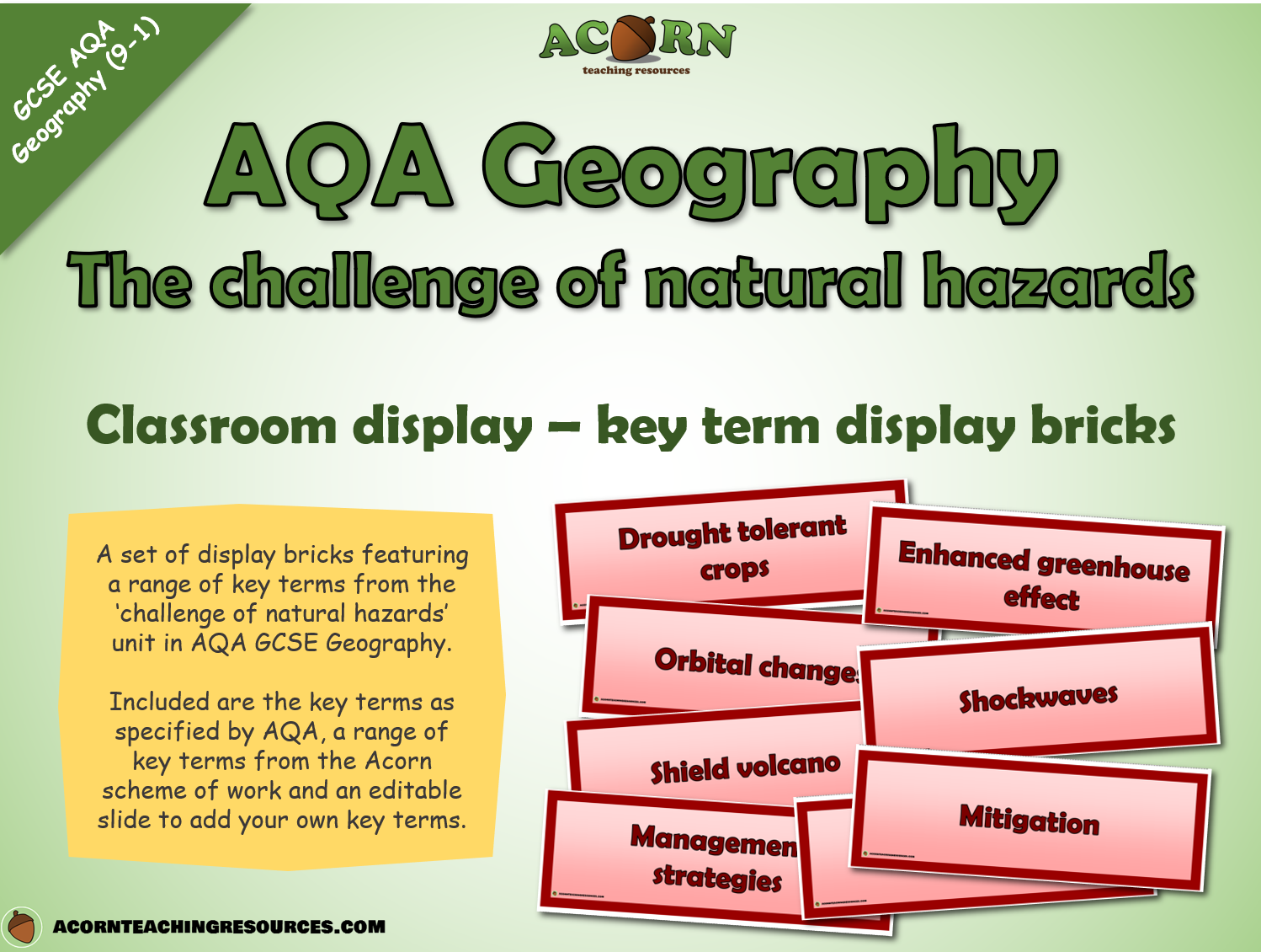 Geography key term bricks The challenge of natural hazards