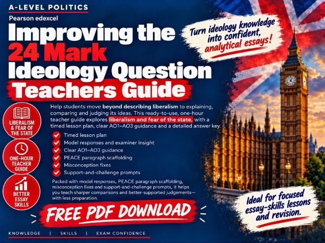 Pearson Edexcel A Level Politics: Improving the 24-Mark Ideology Essay - Teacher Answer Pack - FREE